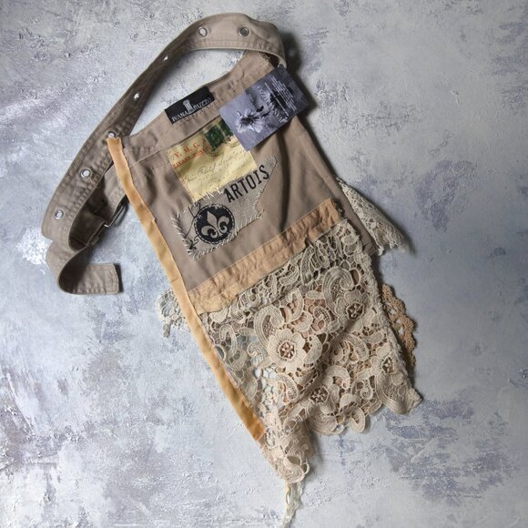 Boho Bag Vintage Lace Rose/magnolia/flower Tassel Cotton Fringe Shabbychic belt - Picture 7 of 15